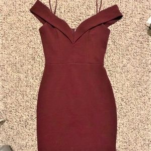 Lulu's Short Maroon Off The Shoulder Dress V Neck